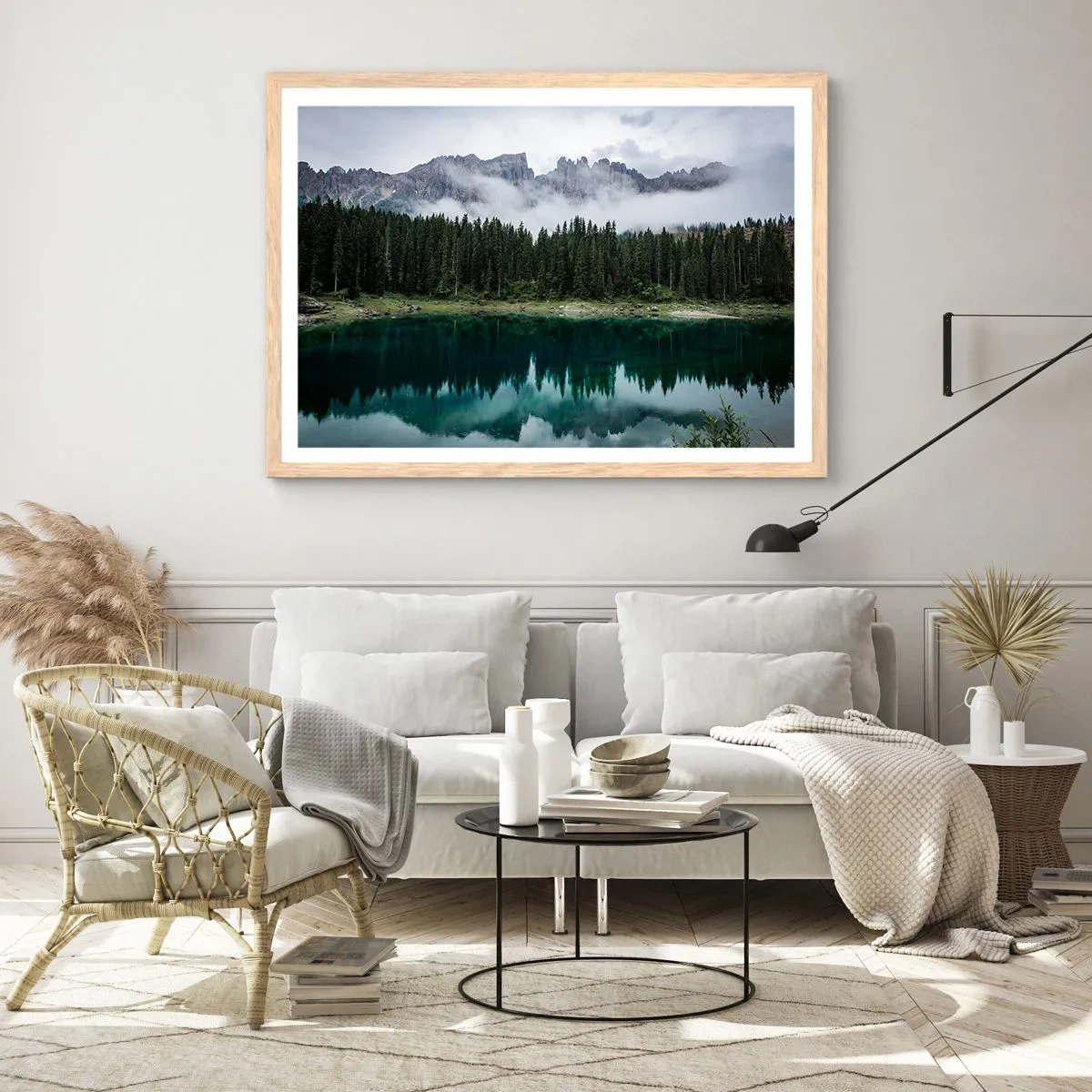 Poster în ramă de stejar deschis - Liniște, liniște, să nu trezim apa care doarme... - 40x30 cm