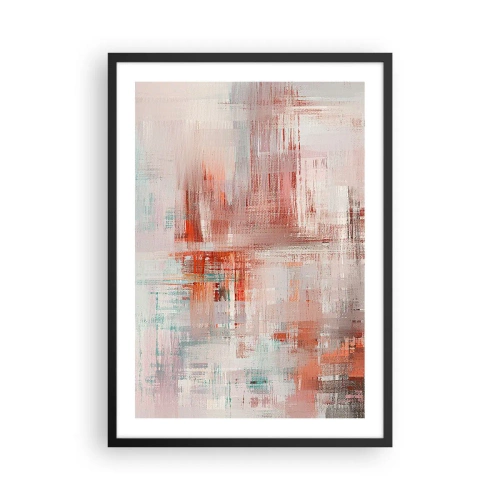 Poster în ramă neagră - Compoziție abstractă în nuanțe de roșu și albastru - 50x70cm - În ceață. Dar roz - Decorațiune modernă pentru perete pentru living și dormitor ARTTOR
