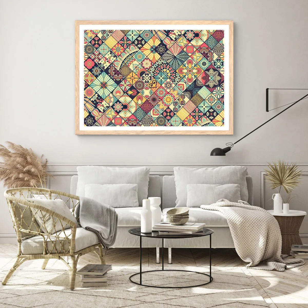 Poster în ramă de stejar deschis - Clima marocană - 100x70 cm
