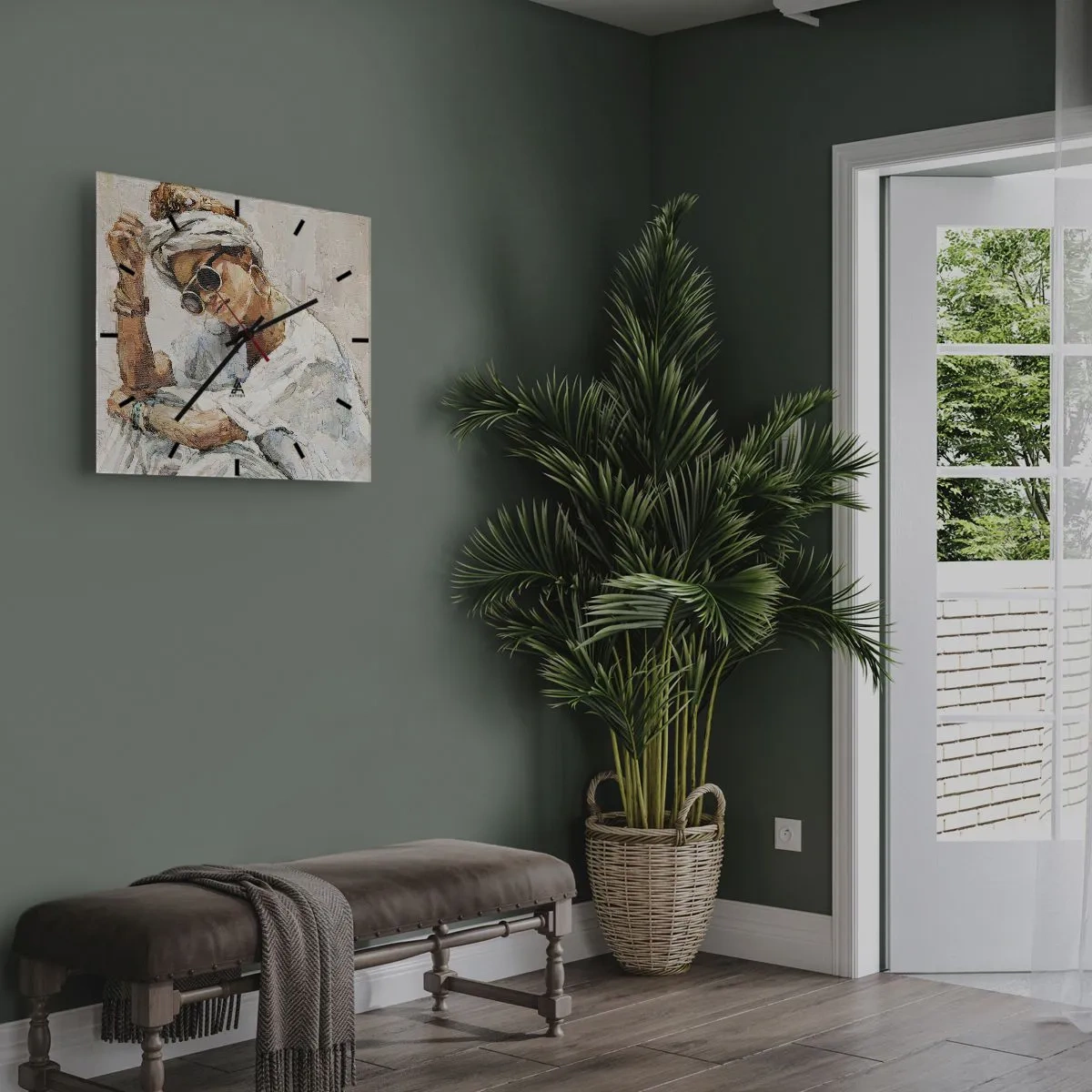 Ceas de perete - Ceas pe sticlă - Portret în plin soare - 30x30 cm