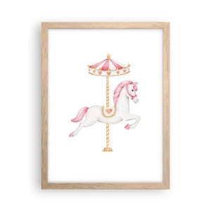 Poster în ramă de stejar deschis - A pornit la cursă - 30x40 cm