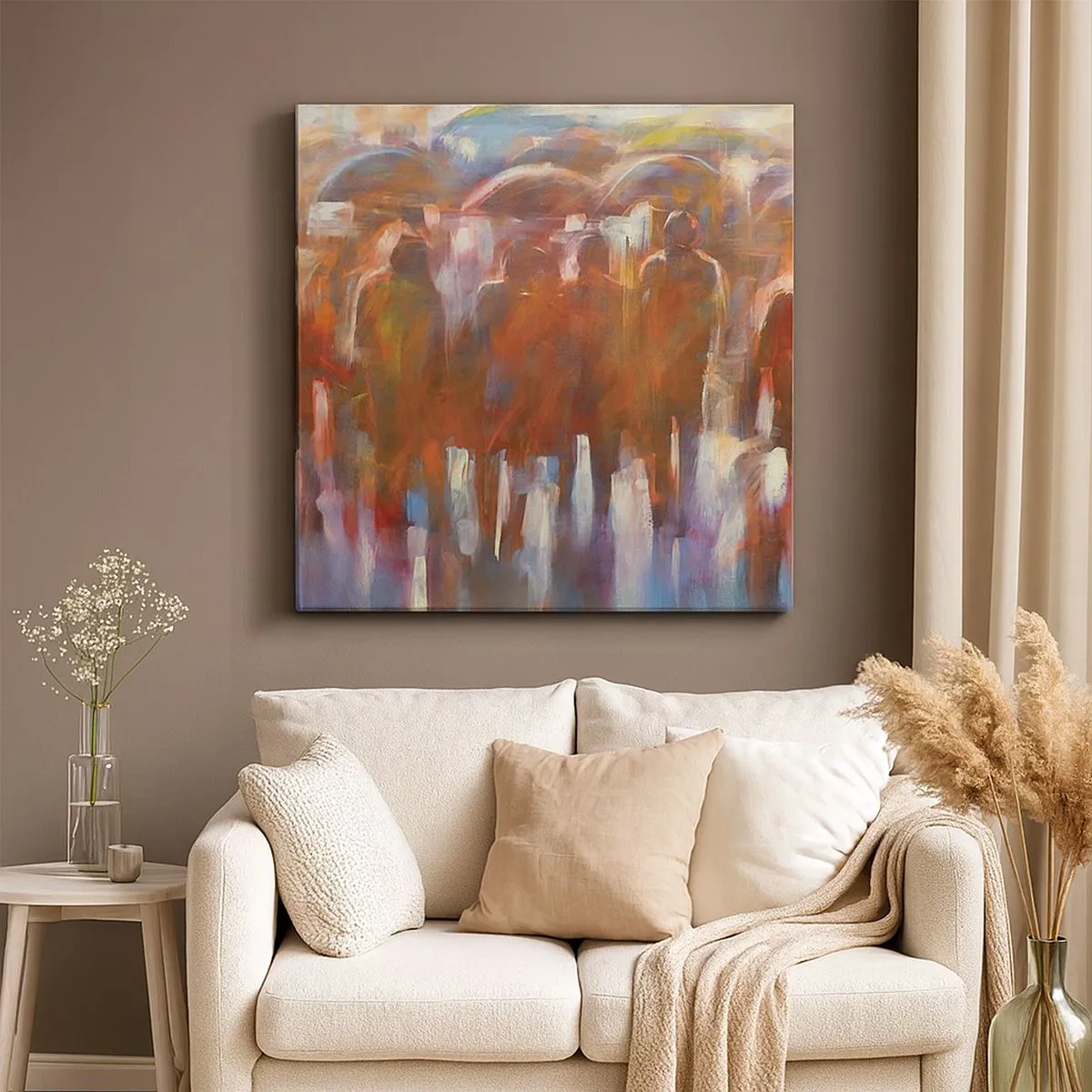 Tablou pe pânză - Egali în ploaie și ceață - 30x30 cm