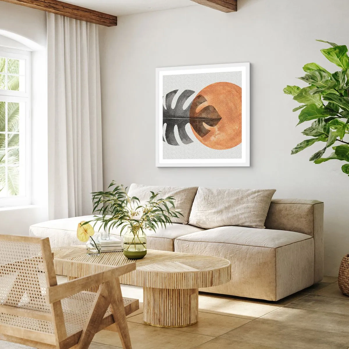 Poster în ramă albă - Doar soarele - 50x50 cm