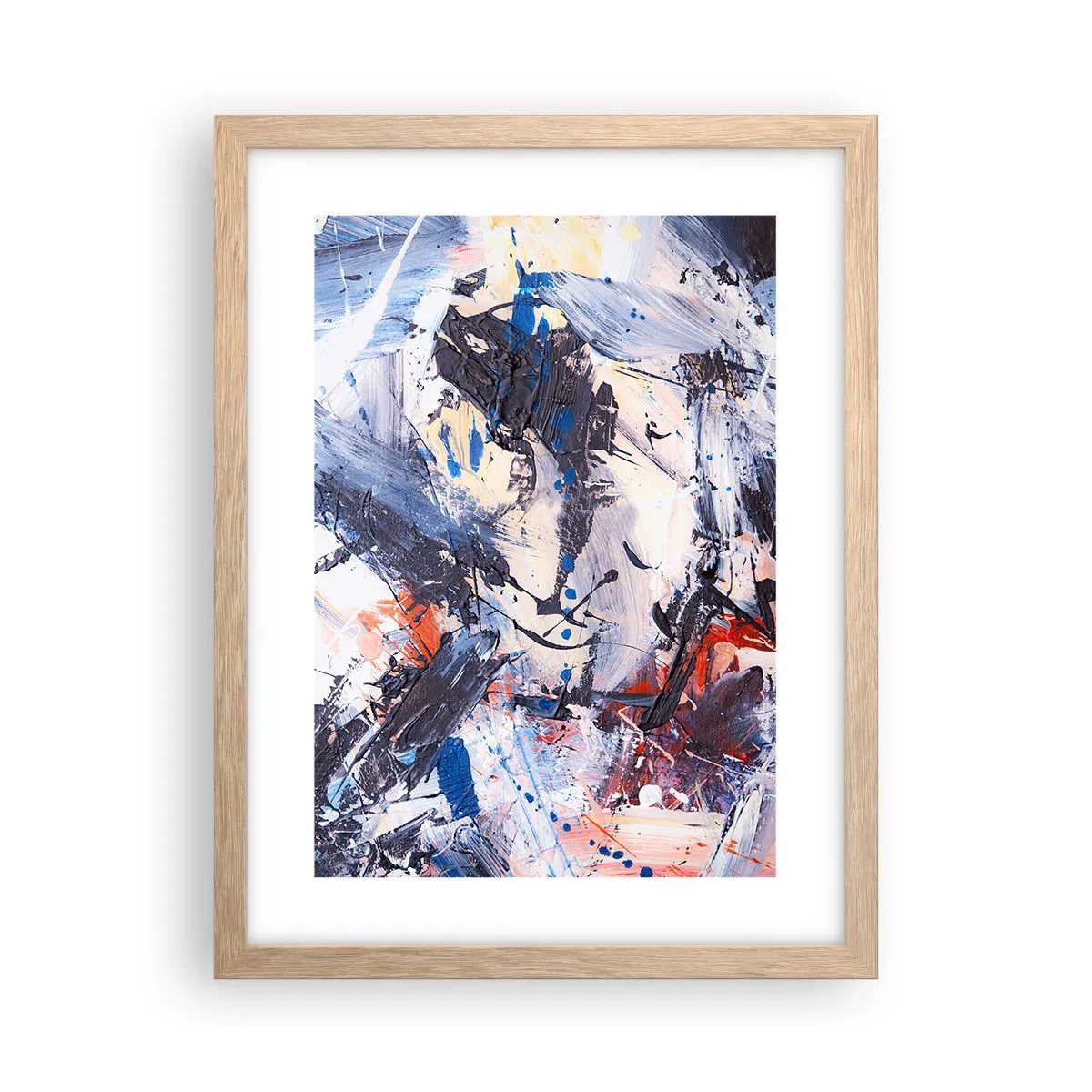 Poster în ramă de stejar deschis - Dansul nebun al abstracției - 30x40 cm