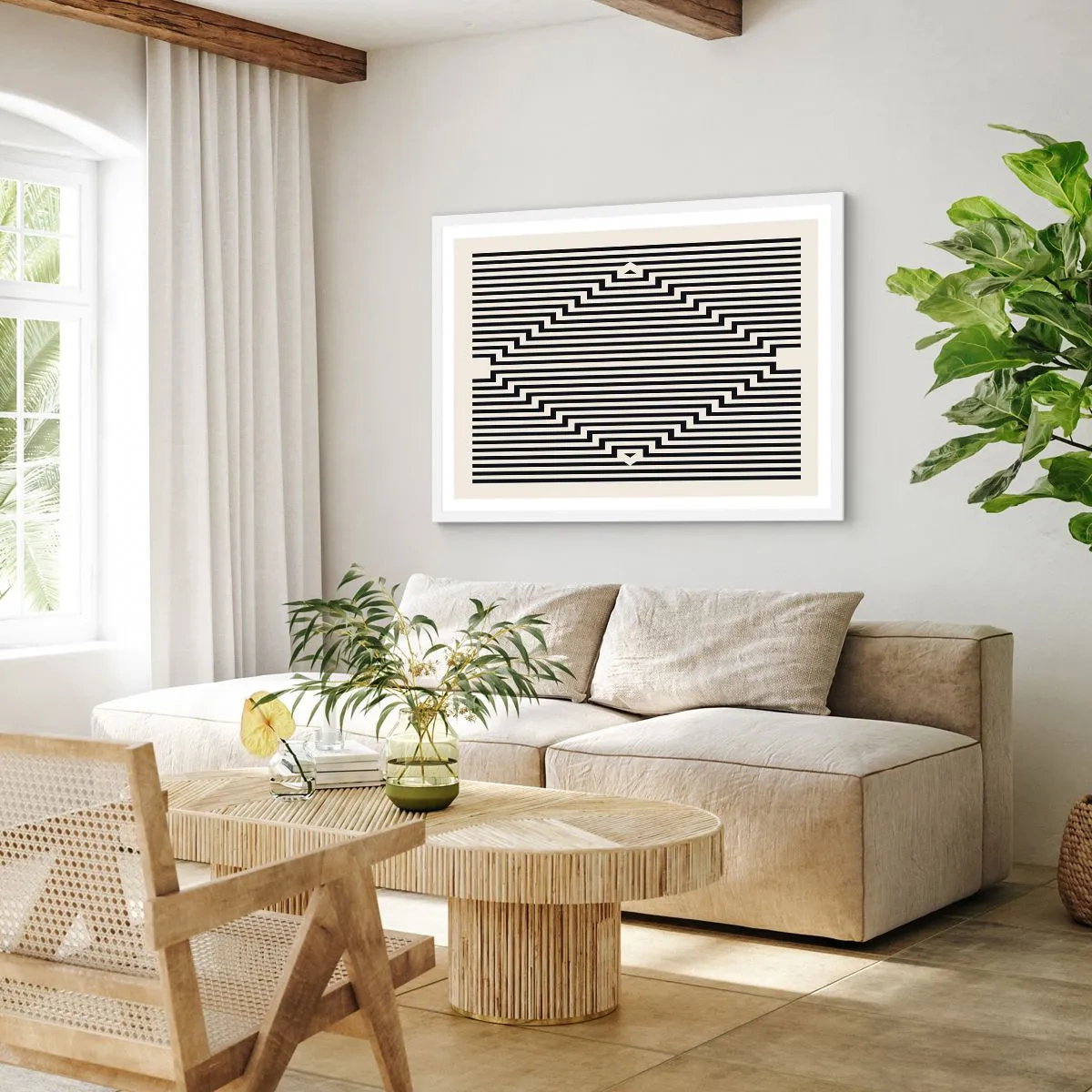 Poster în ramă albă - Iluzie geometrică - 50x40 cm