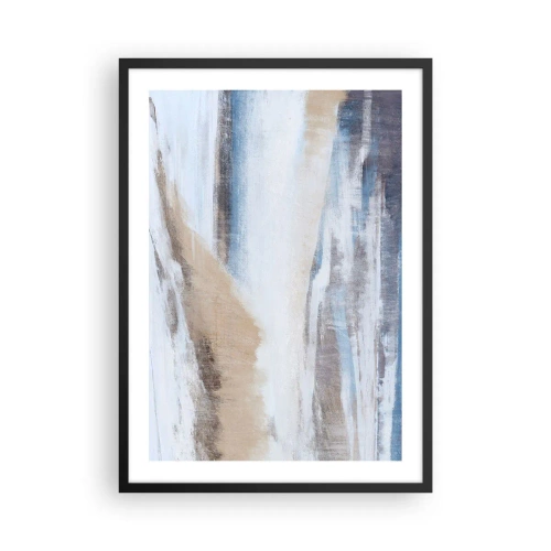 Poster în ramă neagră - Compoziție abstractă în nuanțe de albastru și bej - 50x70cm - Compoziție de iarnă - Decorațiune modernă pentru perete pentru living și dormitor ARTTOR