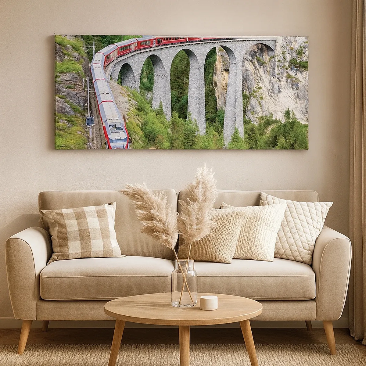 Tablou pe pânză - Cu trenul prin munți - 30x30 cm