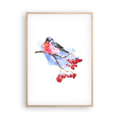 Poster în ramă de stejar deschis - Iarna în culori - 70x100 cm