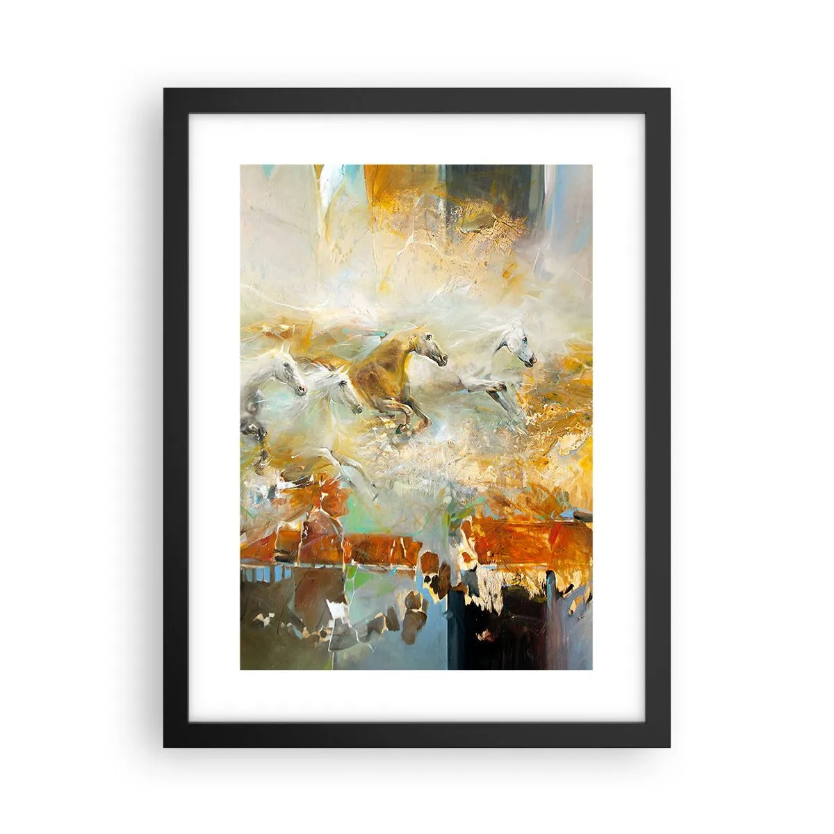 Poster în ramă neagră - Galopând prin lumină - 30x40 cm