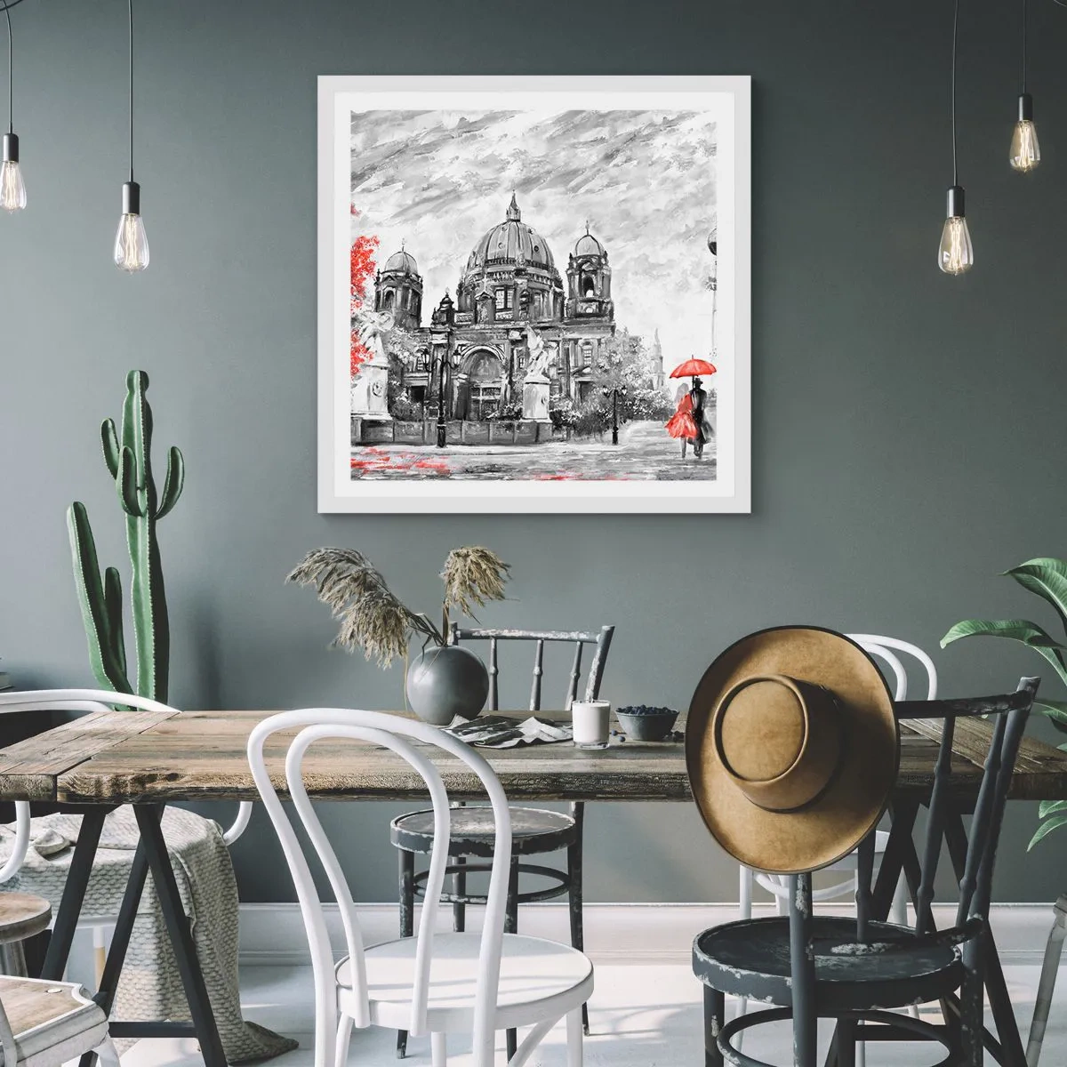 Poster în ramă albă - Reuniune în Berlin - 40x40 cm