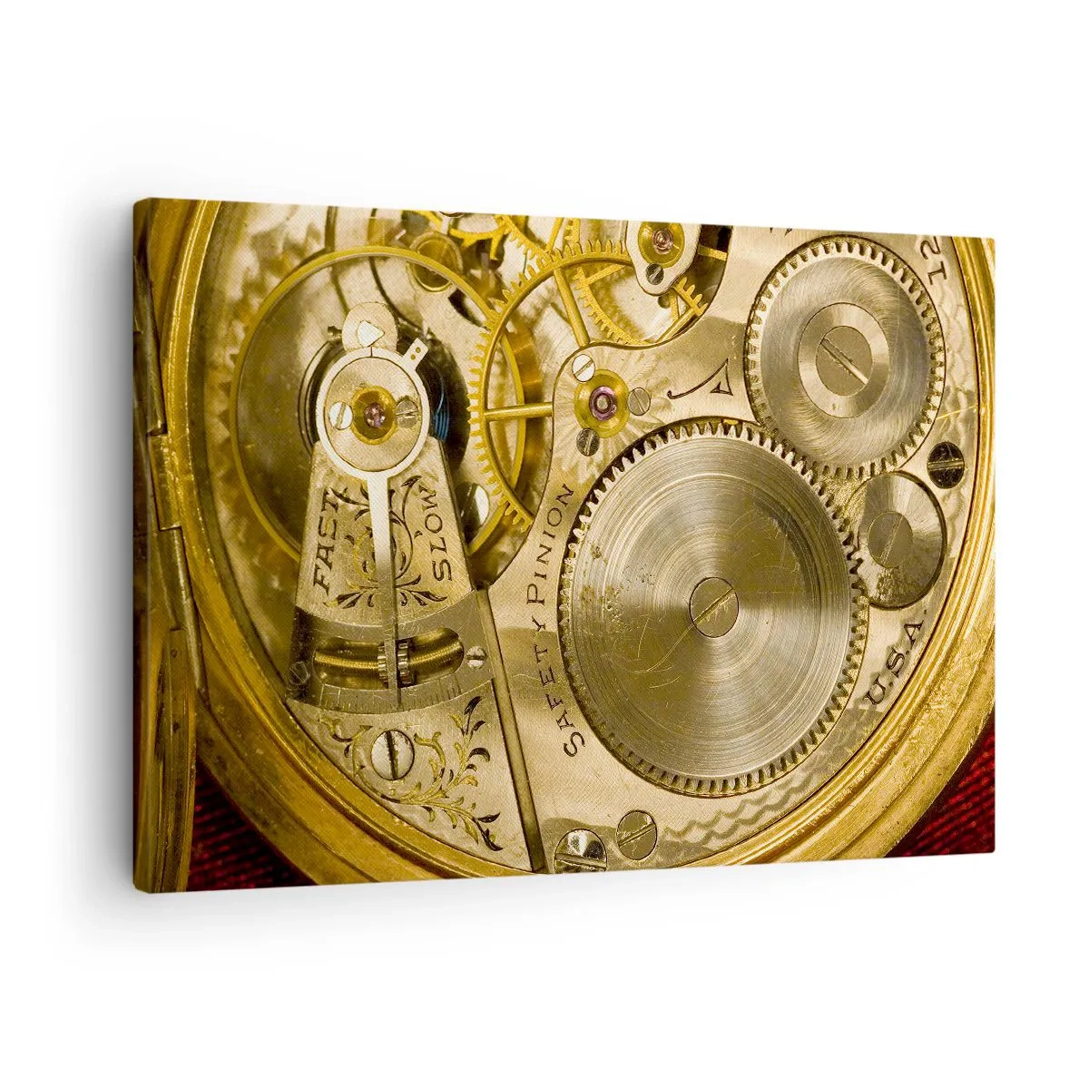 Tablou pe pânză Canvas - Mecanism de ceas cu angrenaje și detalii vizibile - 70x50cm - Fii în pas cu vremurile - Decorațiune modernă pentru perete pentru living și dormitor ARTTOR