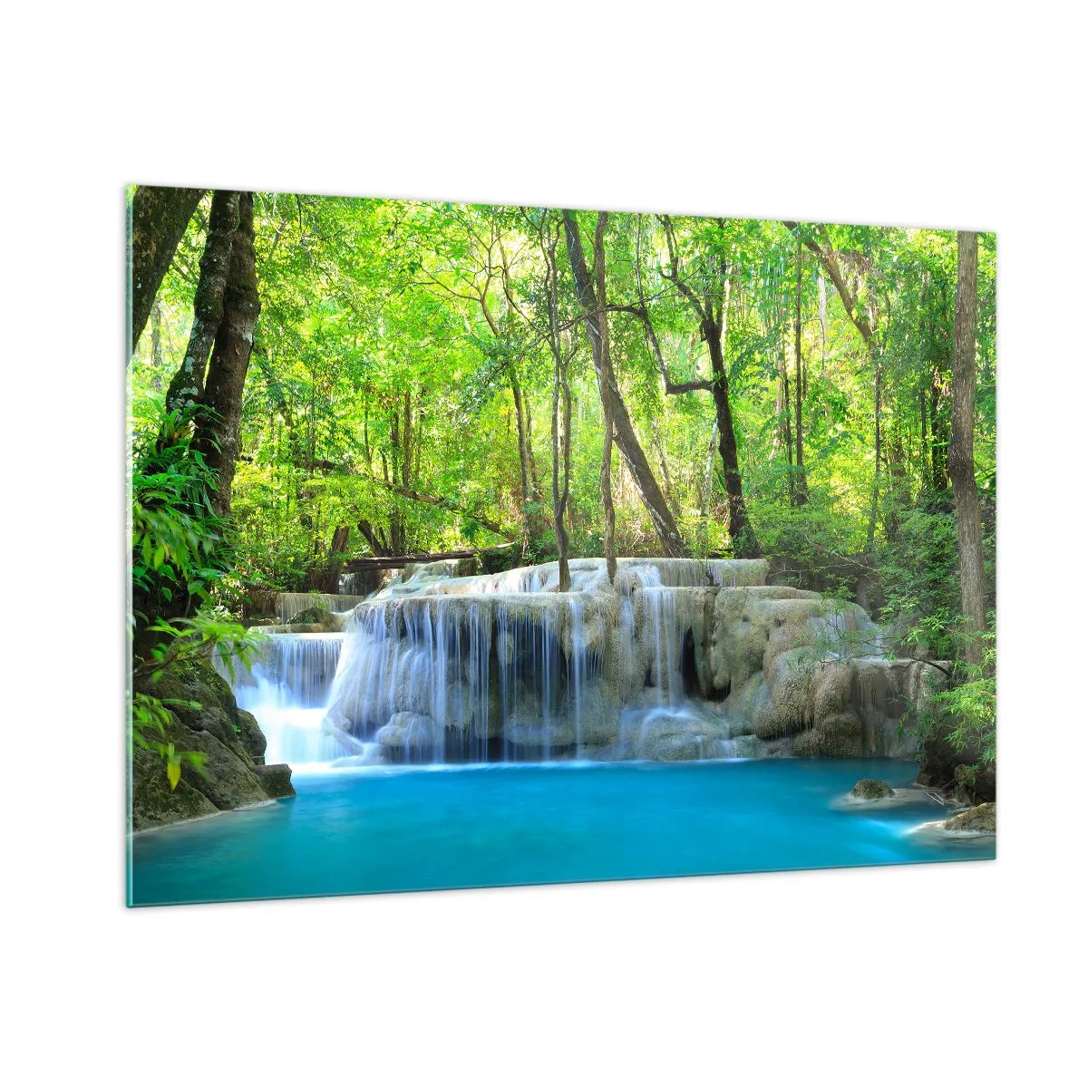 Tablou pe sticlă - Scufundat în turcoaz și verde - 100x70 cm