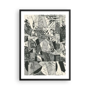Poster în ramă neagră - Modele geometrice abstracte alb-negru - 50x70cm - Dinamica de astăzi - Decorațiune modernă pentru perete pentru living și dormitor ARTTOR