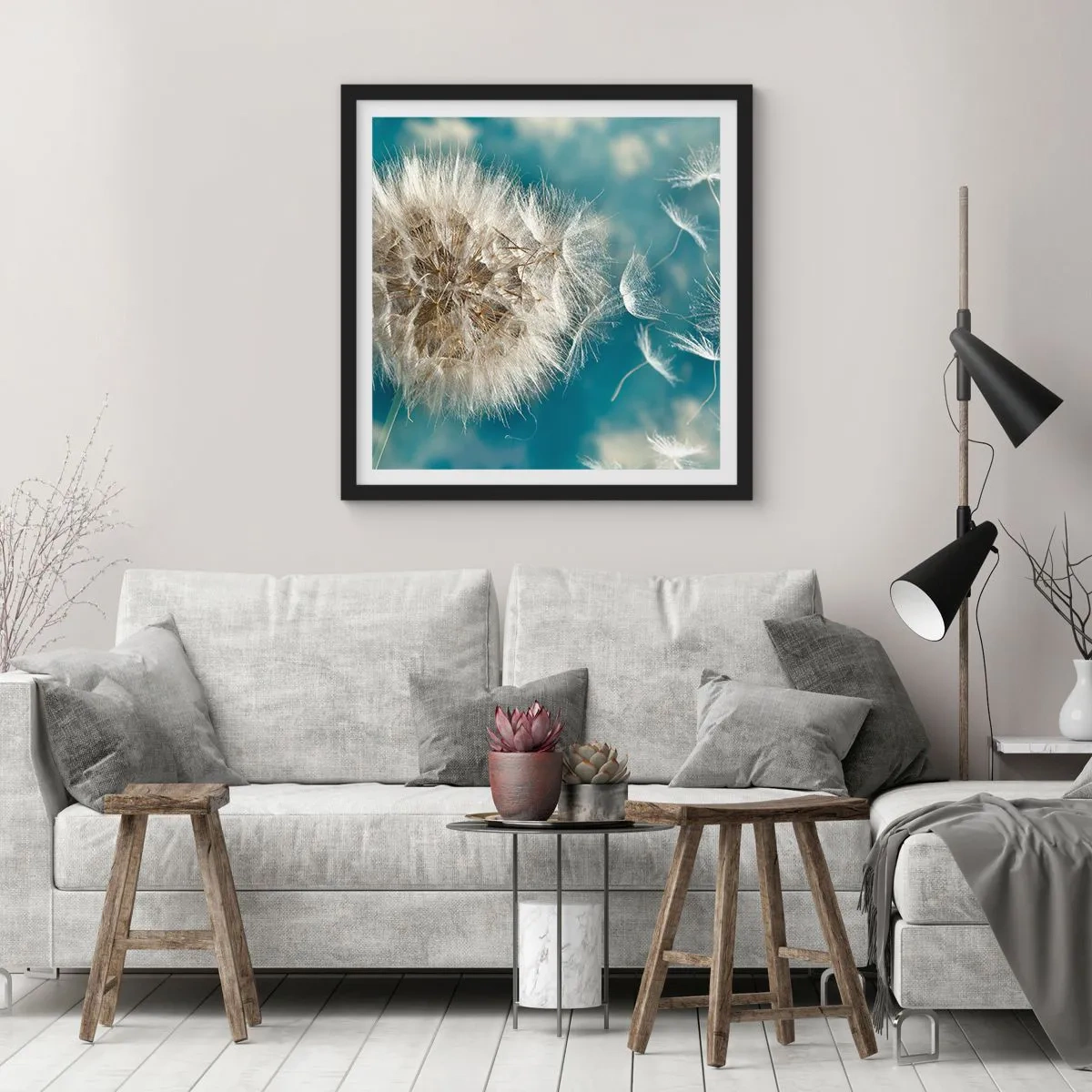 Poster în ramă neagră - Respirația unui înger - 30x30 cm