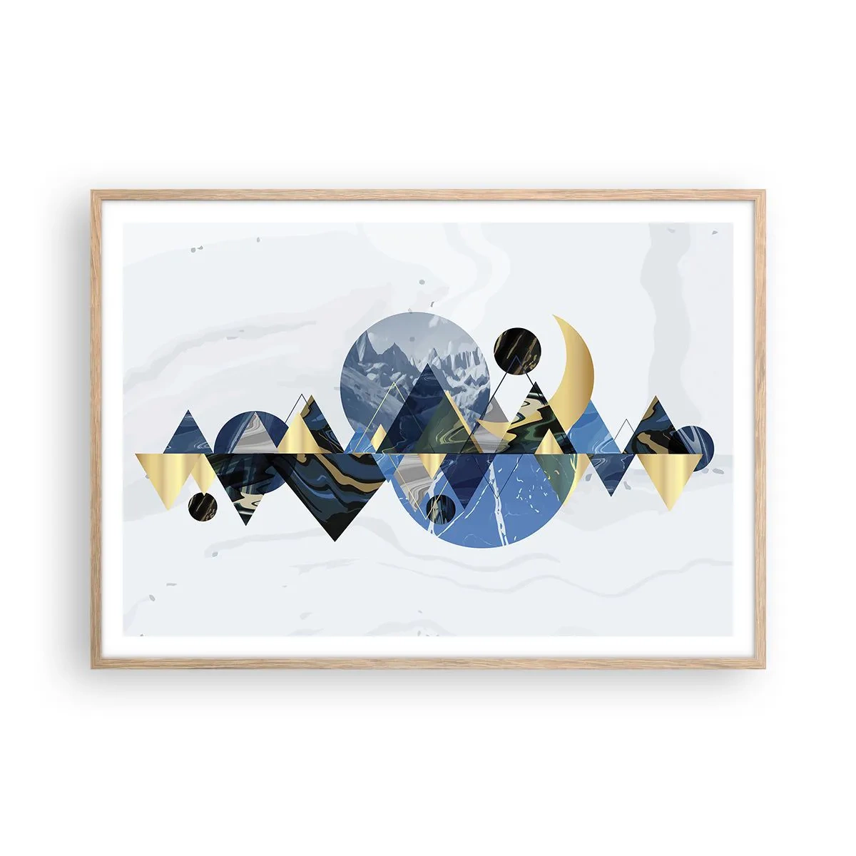 Poster în ramă de stejar deschis - Peisaj geometric - 100x70 cm