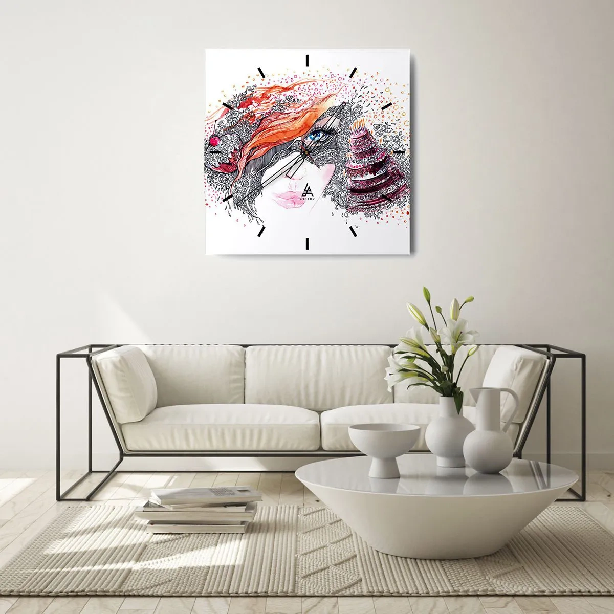 Ceas de perete - Ceas pe sticlă - Cu ea fiecare zi e o sărbătoare - 30x30 cm