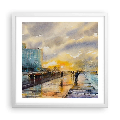 Poster în ramă albă - Viața pe țărm - 50x50 cm