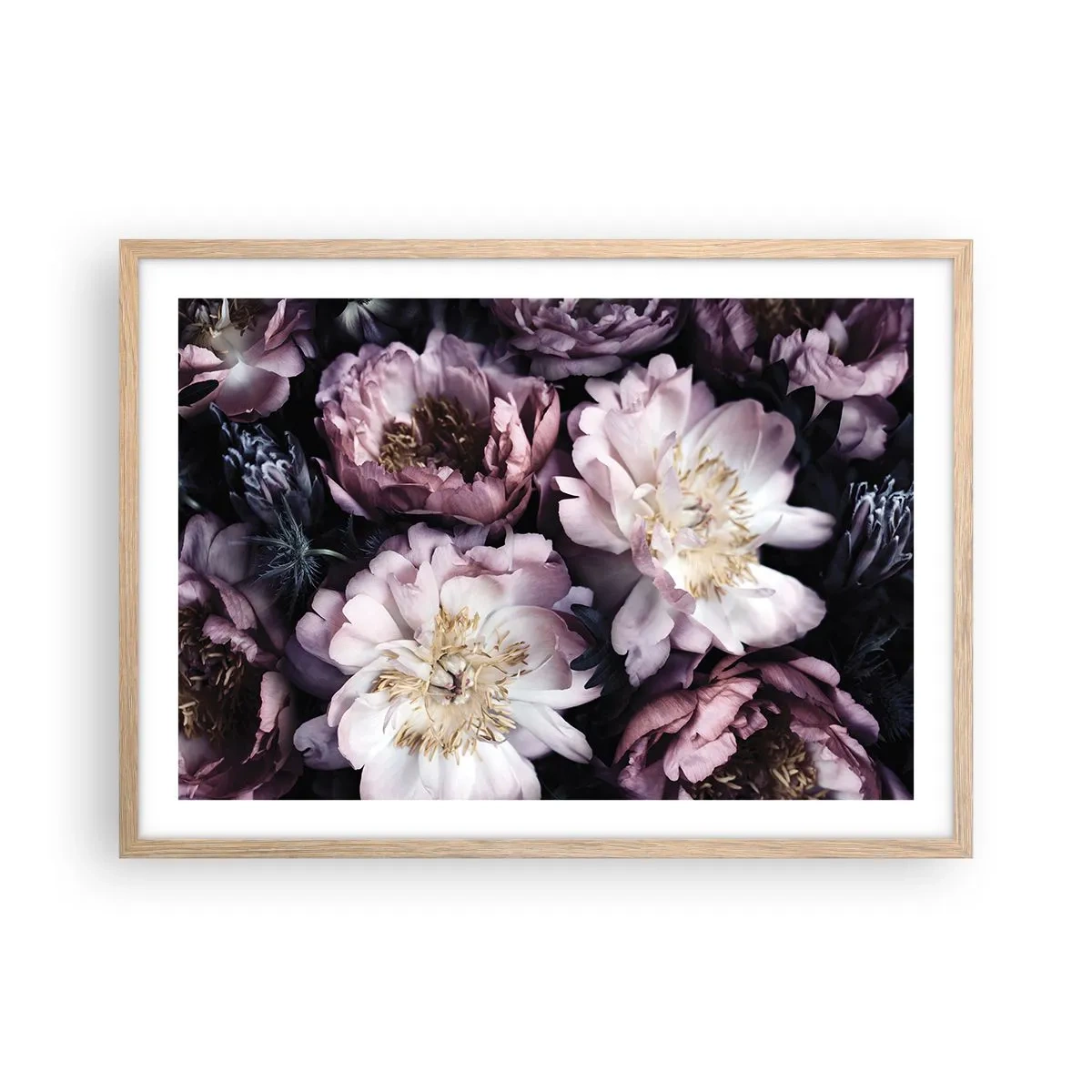Poster în ramă de stejar deschis - Buchet în stil vechi - 70x50 cm
