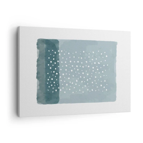Tablou pe pânză Canvas - O pictură minimalistă în nuanțe de albastru cu puncte - 70x50cm - Crescute pe albastru - Decorațiune modernă pentru perete pentru living și dormitor ARTTOR