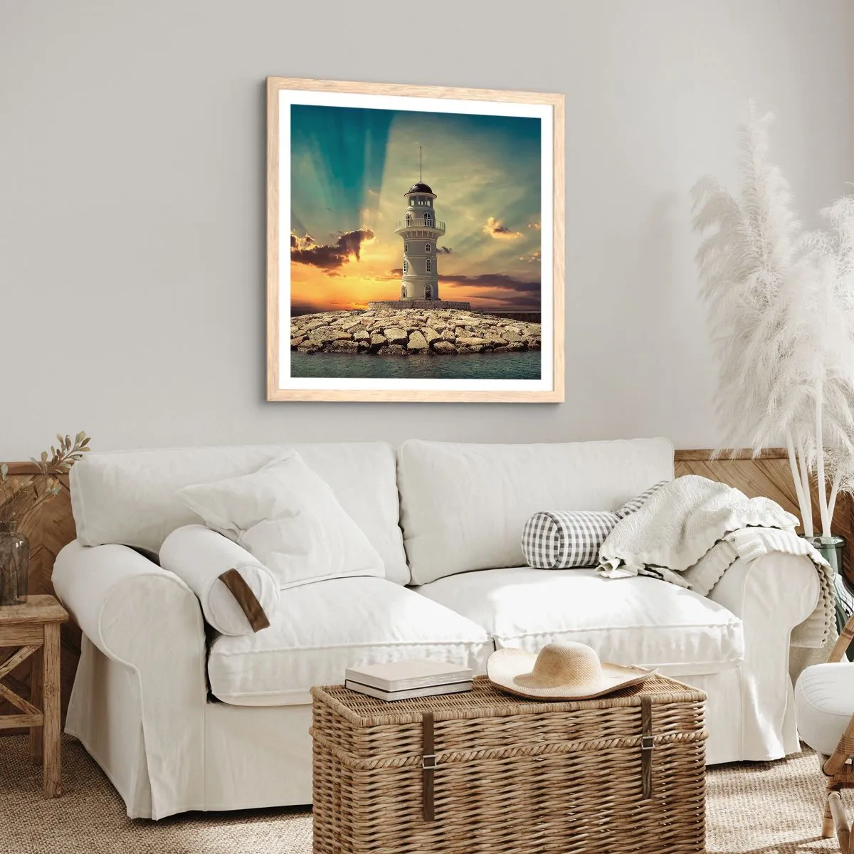 Poster în ramă de stejar deschis - Lumină - Bunătate - Frumusețe - 30x30 cm