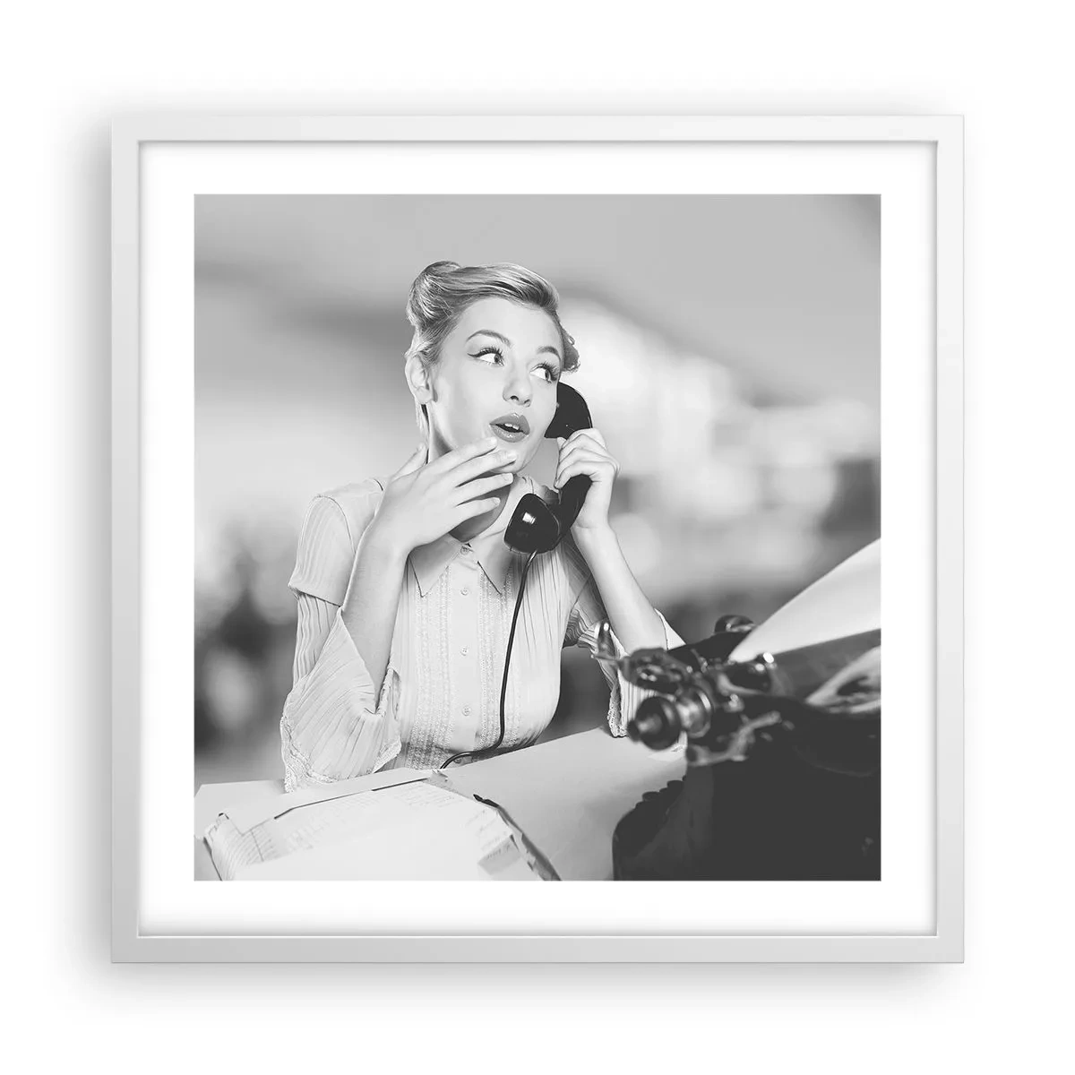 Poster în ramă albă - Bună ziua, suntem în anii '50. - 50x50 cm