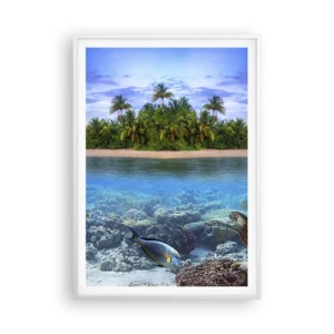 Poster în ramă albă - Insula paradisiacă vă invită - 70x100 cm