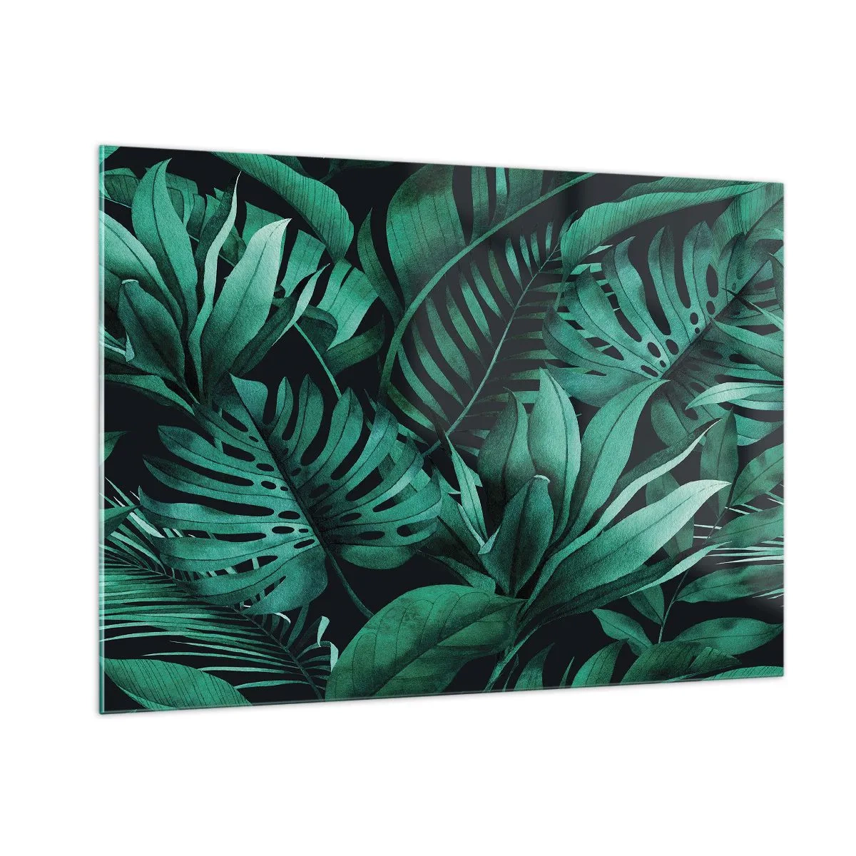 Tablou pe sticlă - Profunzimea verdelui tropical - 100x70 cm