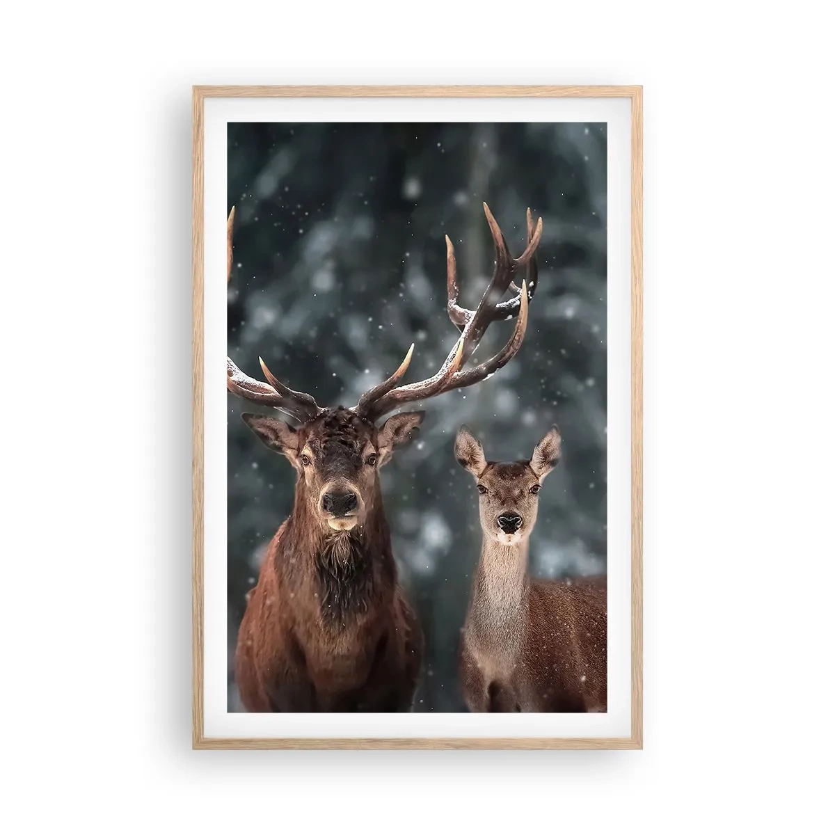 Poster în ramă de stejar deschis - Stăpânul pădurii și soția sa - 61x91 cm