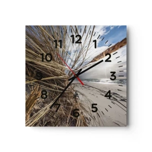 Ceas de perete - Ceas pe sticlă - O întâlnire a elementelor - 40x40 cm