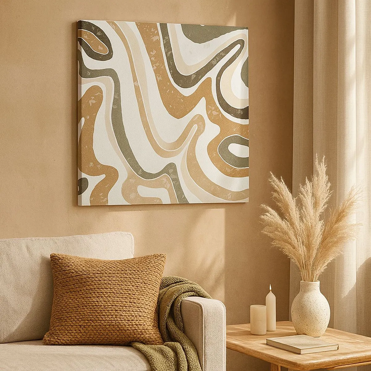 Tablou pe pânză - Meandrele culorilor pământului - 30x30 cm