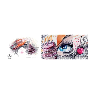 Mostră tapet Premium Canvas - Cu ea fiecare zi e o sărbătoare - Abstracția, Chipul de femeie, Tort - 100x30 cm