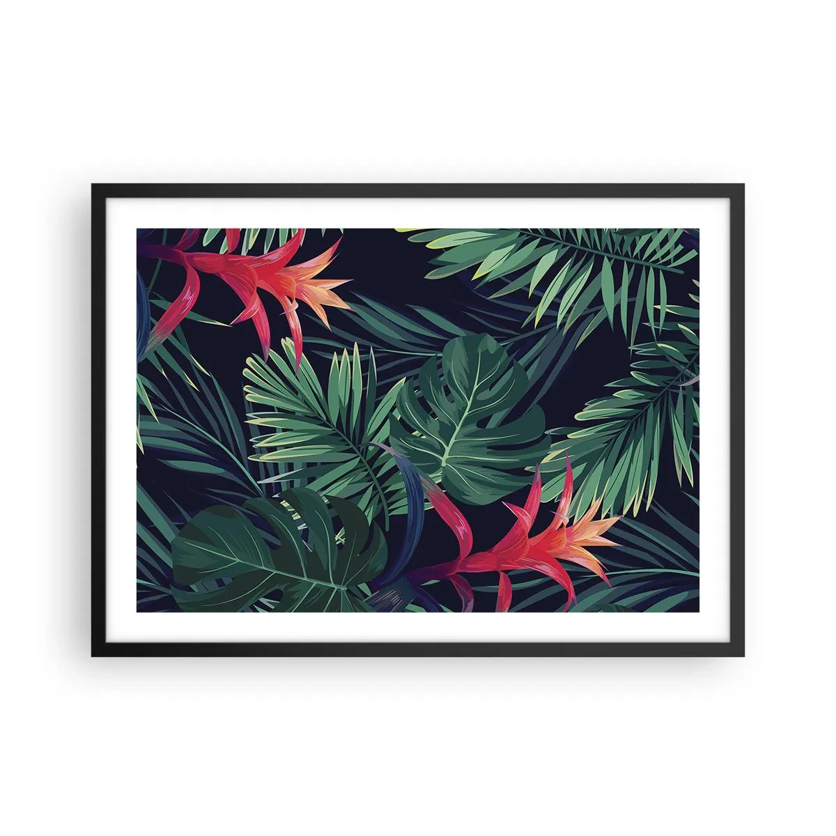 Poster în ramă neagră - Flacăra verde - 70x50 cm