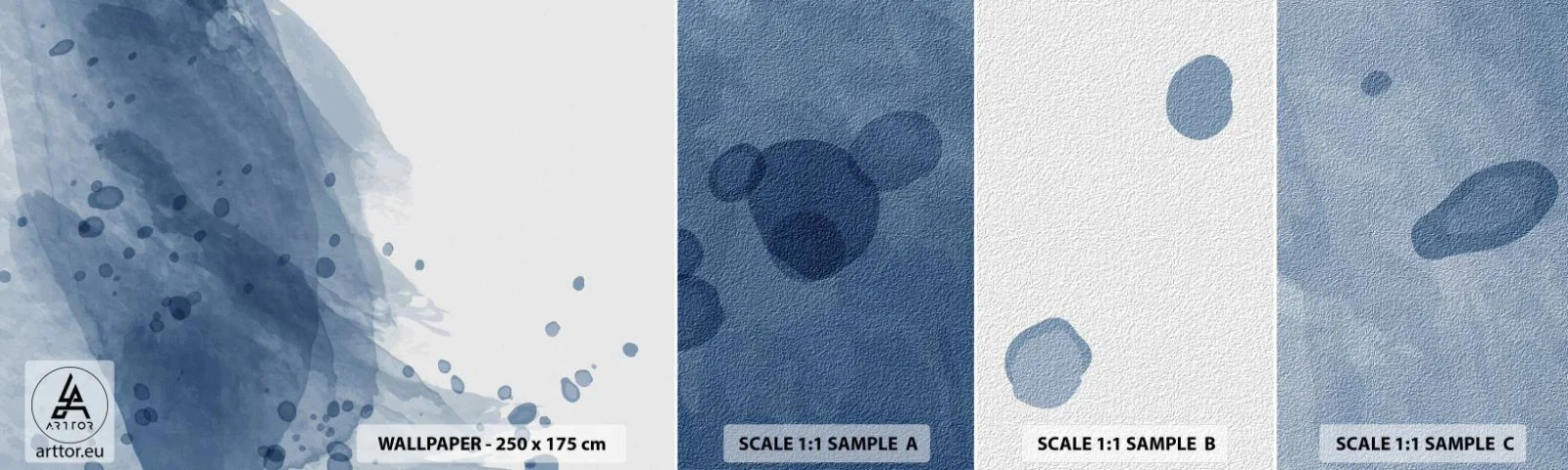 Mostră de Tapet Standard Eco - Tul albastru - Abstracția, Bucată, Pictura - 100x30 cm