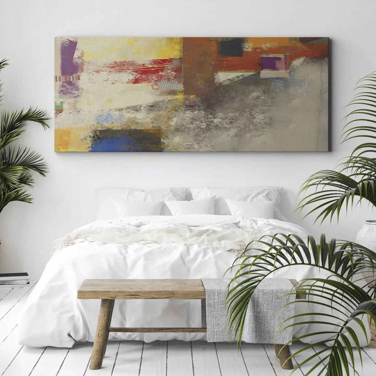 Tablou pe pânză - Geometria culorilor - 90x30 cm