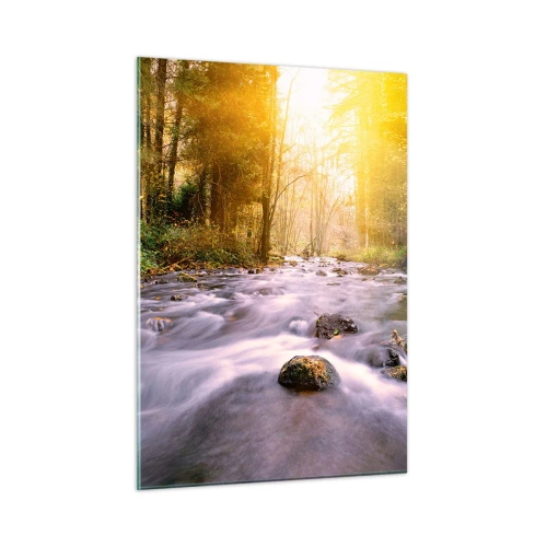 Tablou pe sticlă - Malachit în rame de argint și aur - 50x70 cm