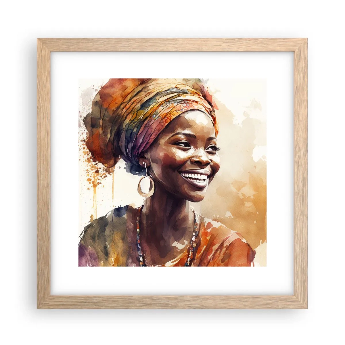 Poster în ramă de stejar deschis - Regina africană - 30x30 cm