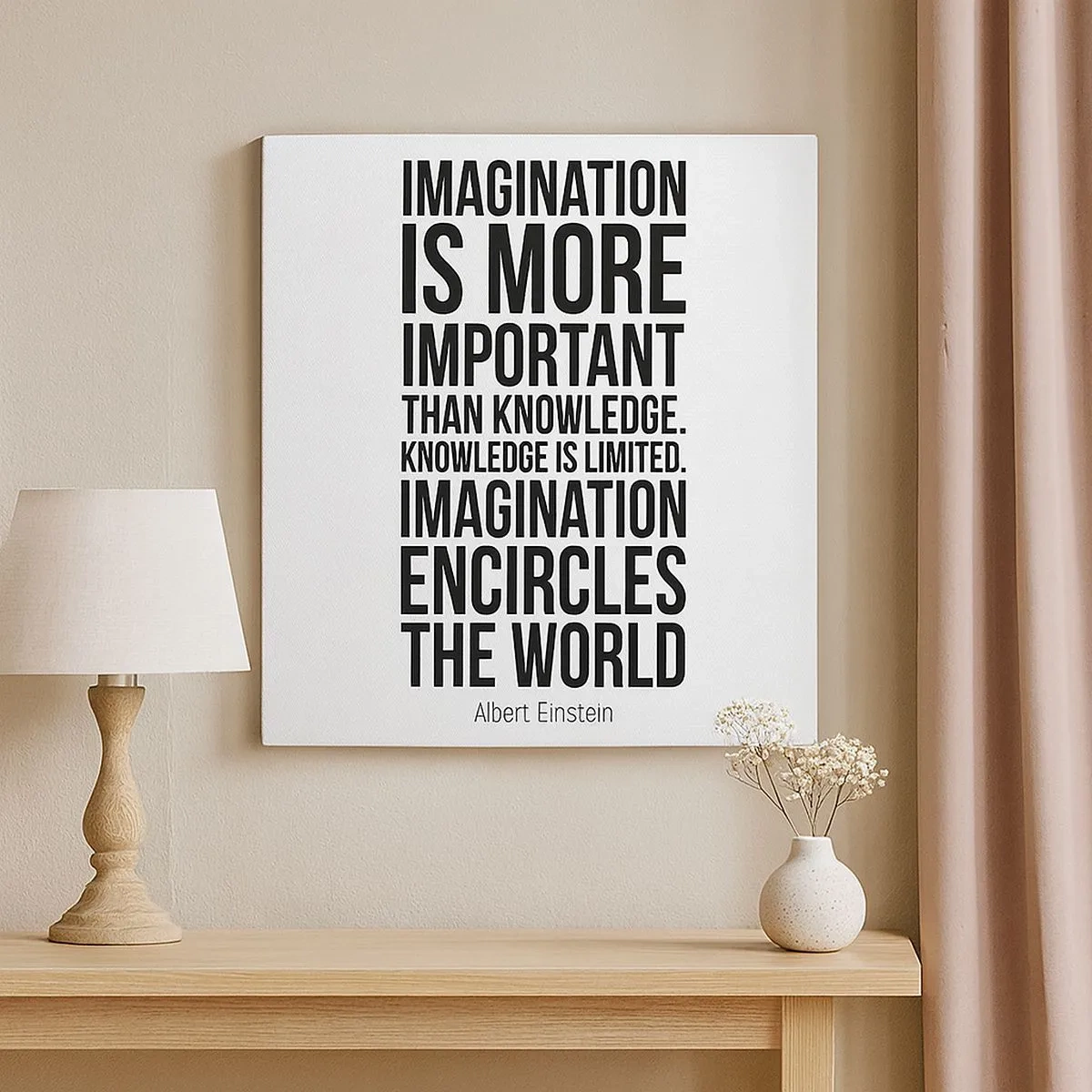 Tablou pe pânză - Einstein despre puterea imaginației - 30x30 cm