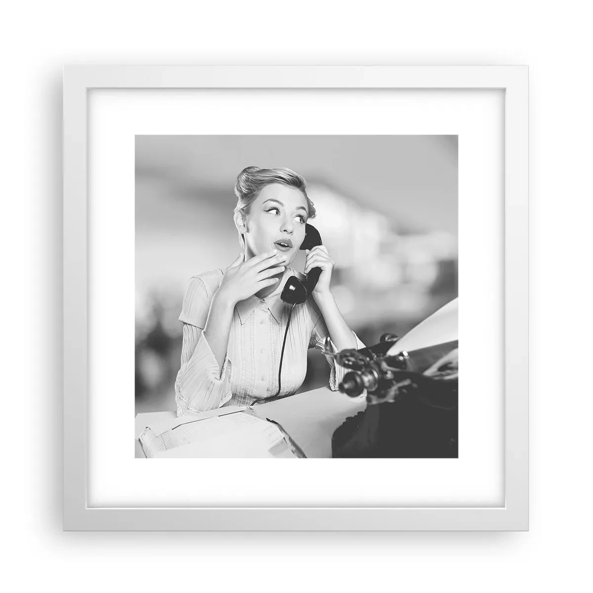 Poster în ramă albă - Bună ziua, suntem în anii '50. - 30x30 cm