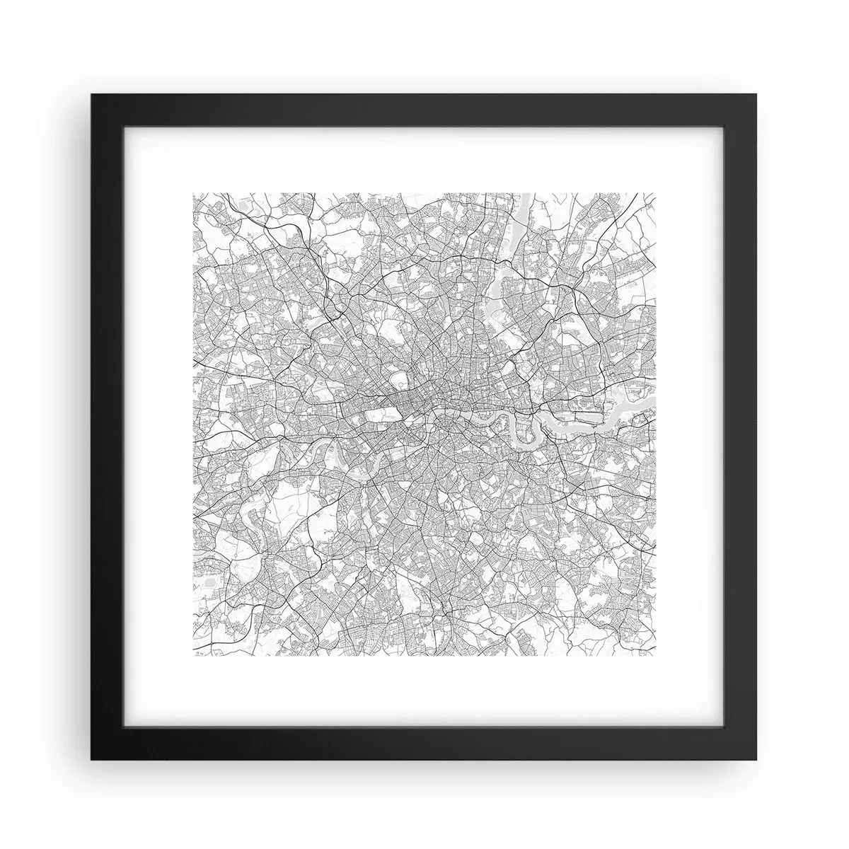 Poster în ramă neagră - Harta labirintului din Londra - 30x30 cm