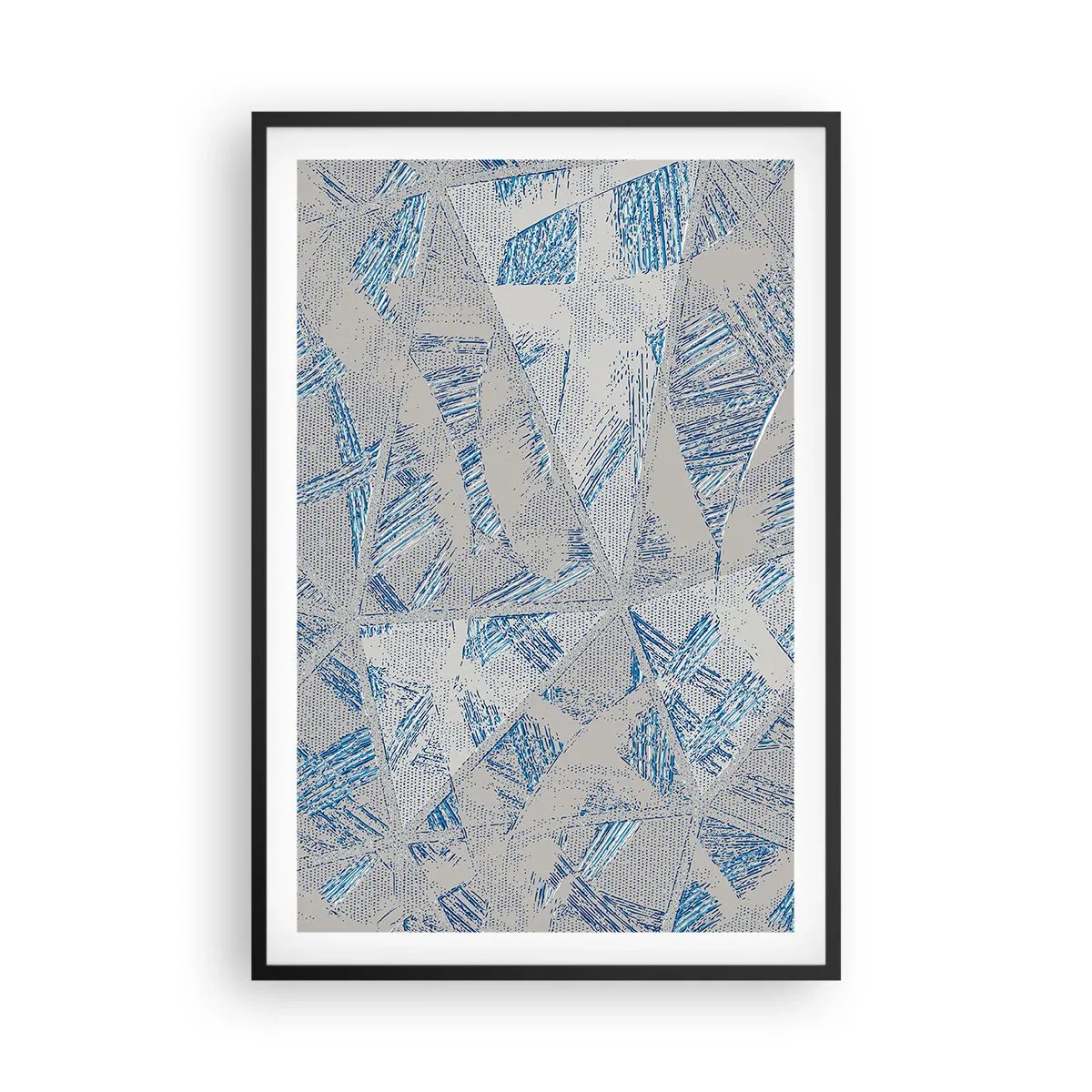 Poster în ramă neagră - Într-un labirint de gri-albastru - 61x91 cm