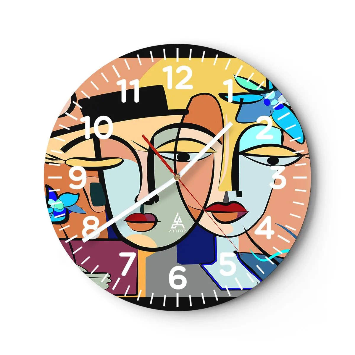Ceas de perete - Ceas pe sticlă - Întâlnire cu Picasso - 30x30 cm