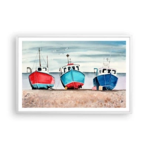 Poster în ramă albă - Gata pentru pescuit - 91x61 cm