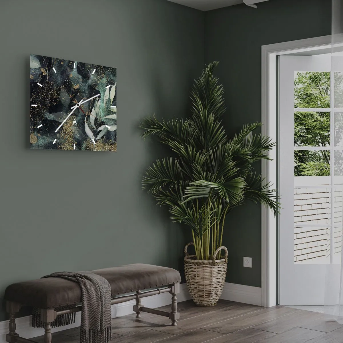 Ceas de perete - Ceas pe sticlă - Grădina fermecată - 40x40 cm