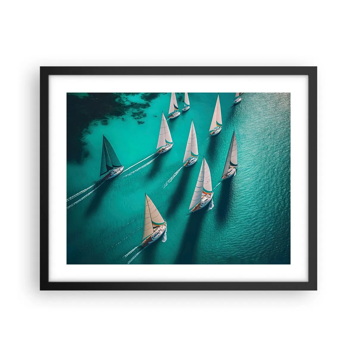 Poster în ramă neagră - Cursa cu vântul - 50x40 cm