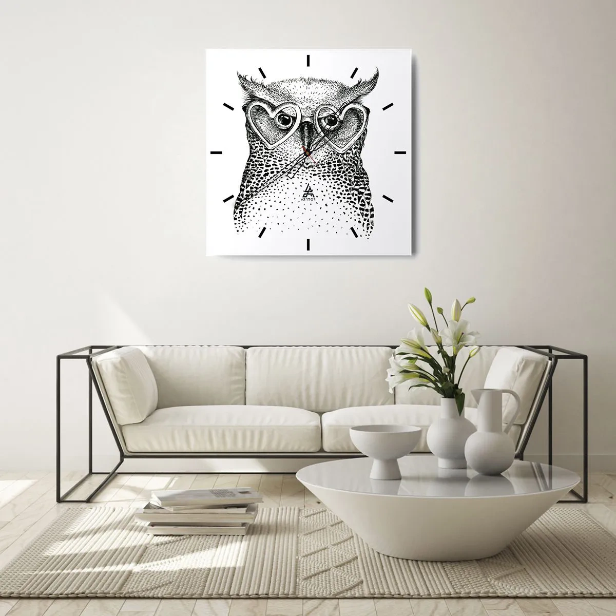 Ceas de perete - Ceas pe sticlă - Cu înțelepciune și dragoste - 30x30 cm