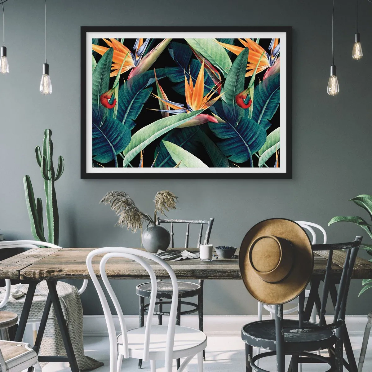 Poster în ramă neagră - Florile de flacără ale tropicelor - 40x30 cm