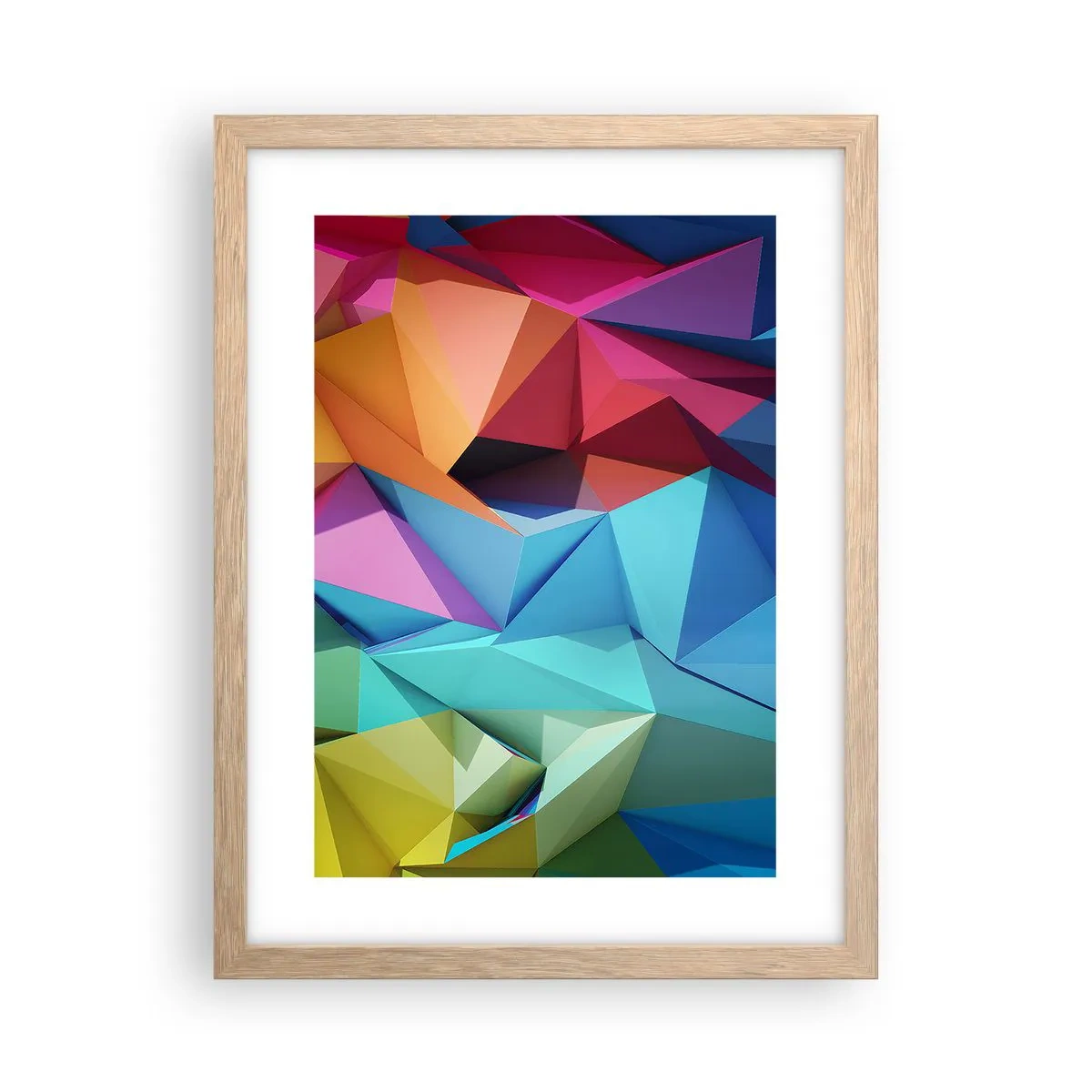 Poster în ramă de stejar deschis - Origami de curcubeu - 30x40 cm