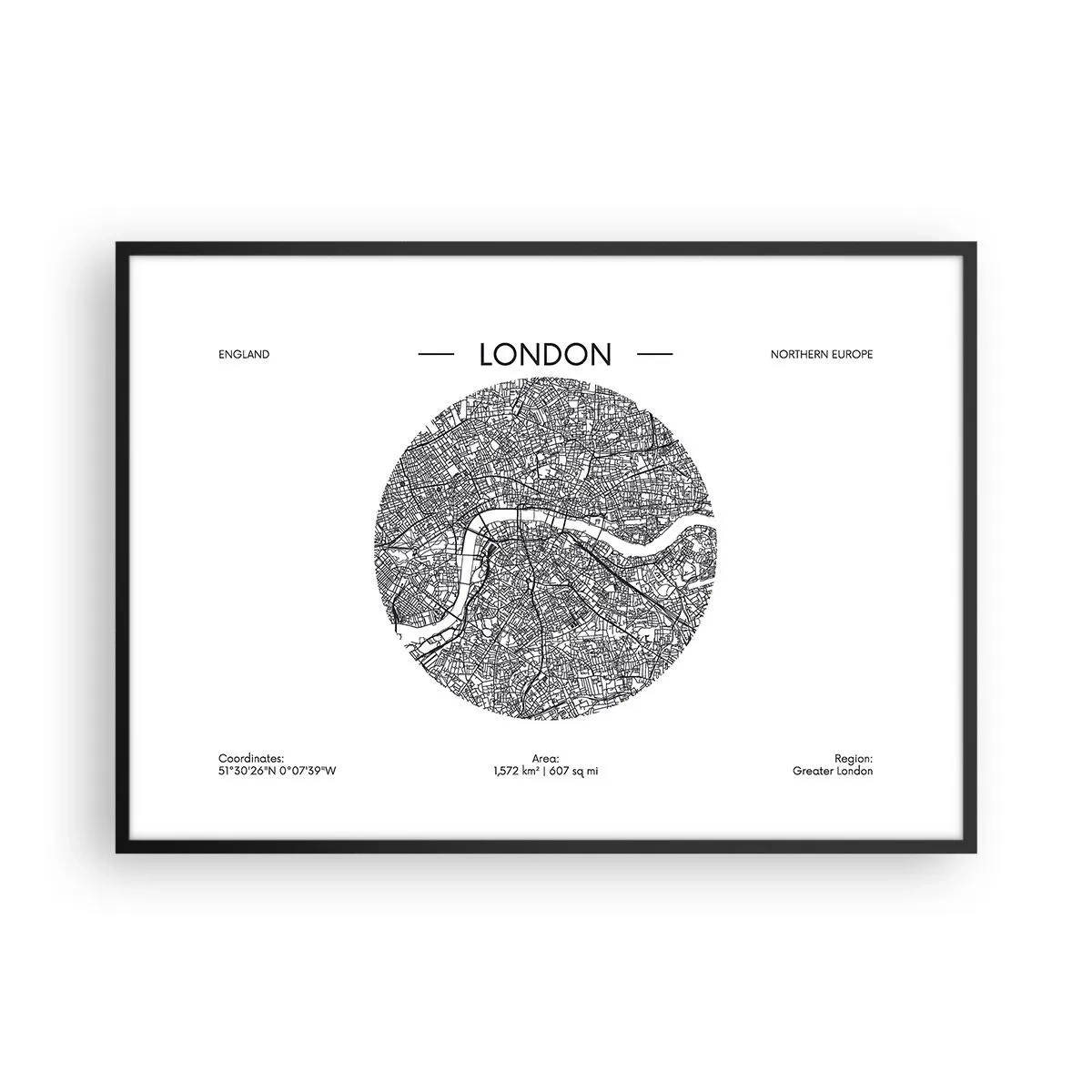 Poster în ramă neagră - Anatomia Londrei - 100x70 cm