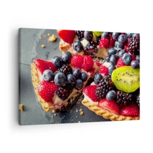Tablou pe pânză Canvas - Tartă colorată cu fructe și cremă - 70x50cm - Dolce vita! - Decorațiune modernă pentru perete pentru living și dormitor ARTTOR