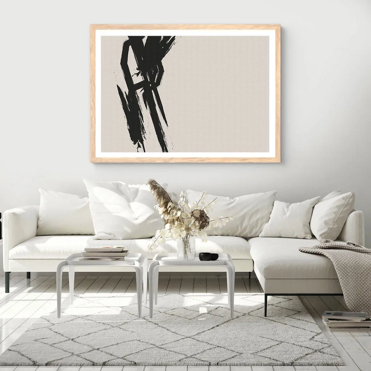 Poster în ramă de stejar deschis - Un impuls de neoprit - 40x30 cm